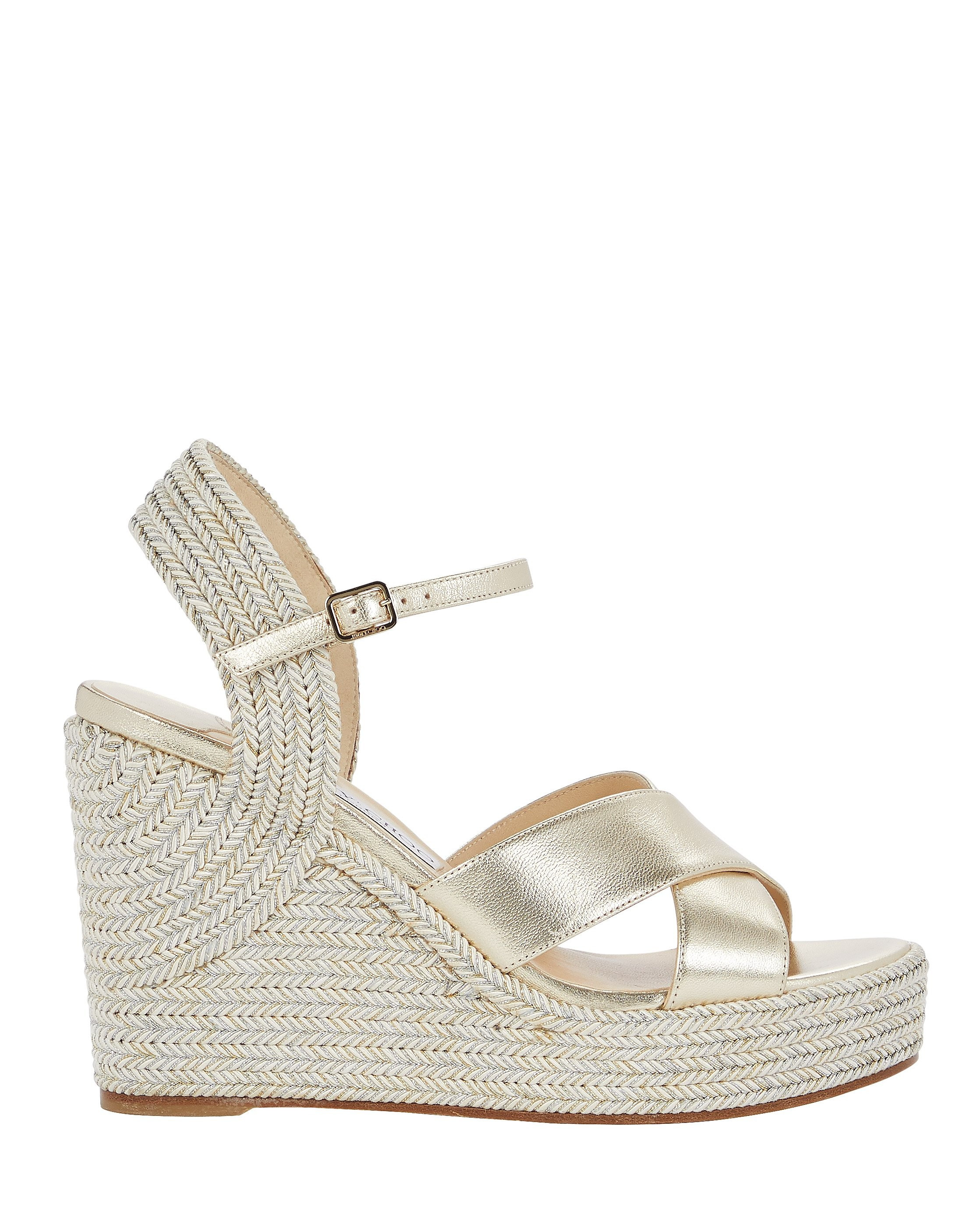 Jimmy Choo Dellena 100 Espadrille Wedges, Gold 38.5 | INTERMIX