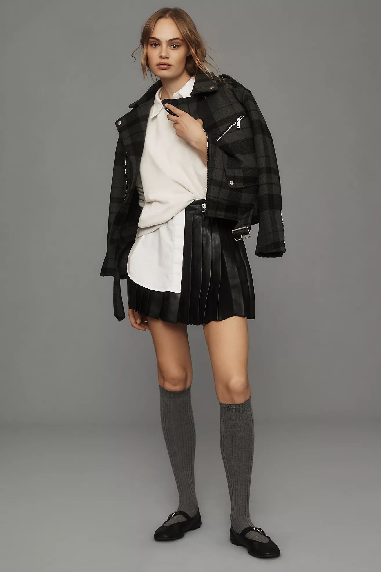 Maeve Faux Leather Pleated Mini Skirt | Anthropologie (US)