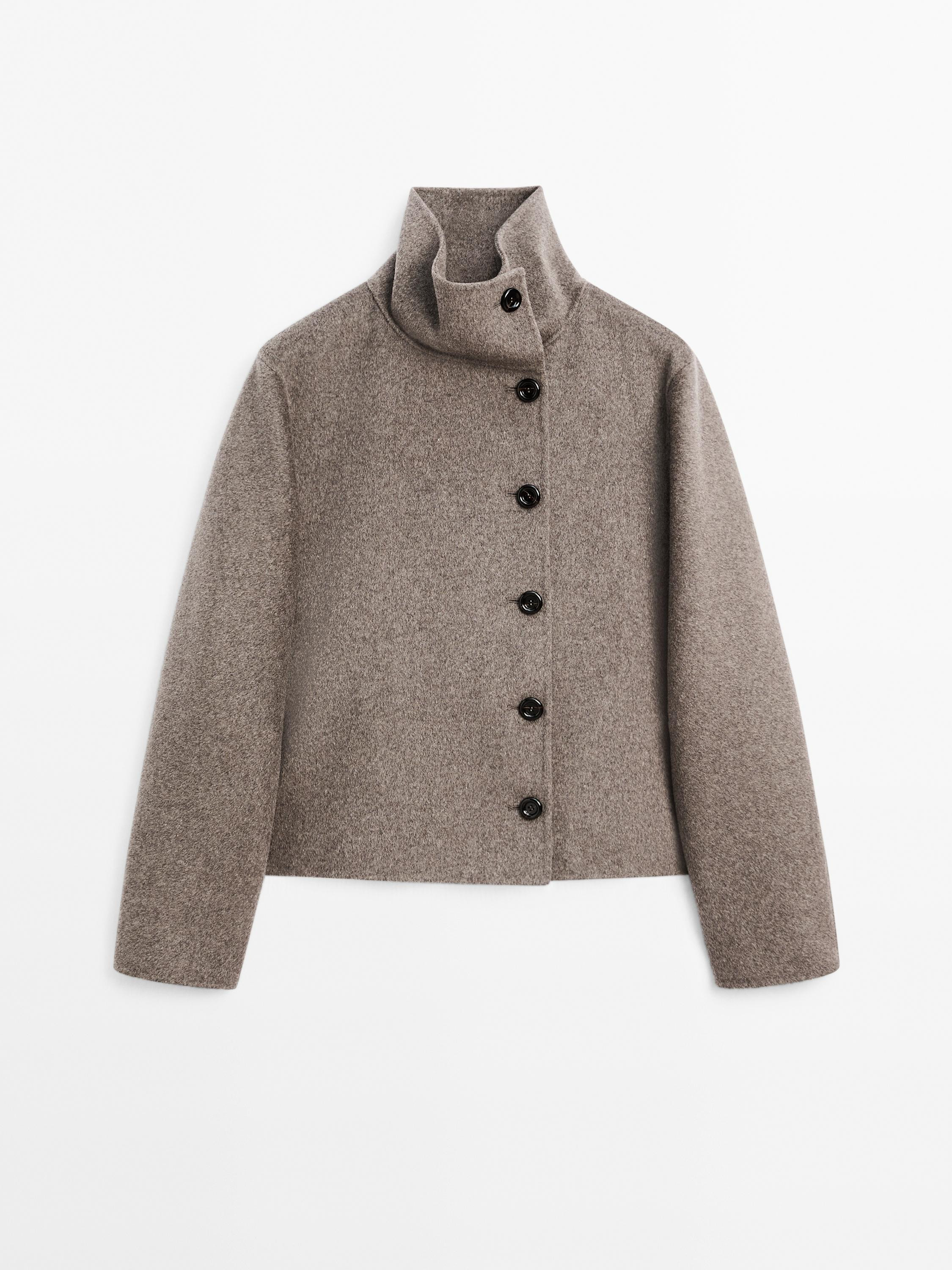Short high neck wool blend coat | Massimo Dutti US