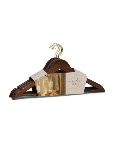 6Pk Wood Hangers, Gold | TJ Maxx