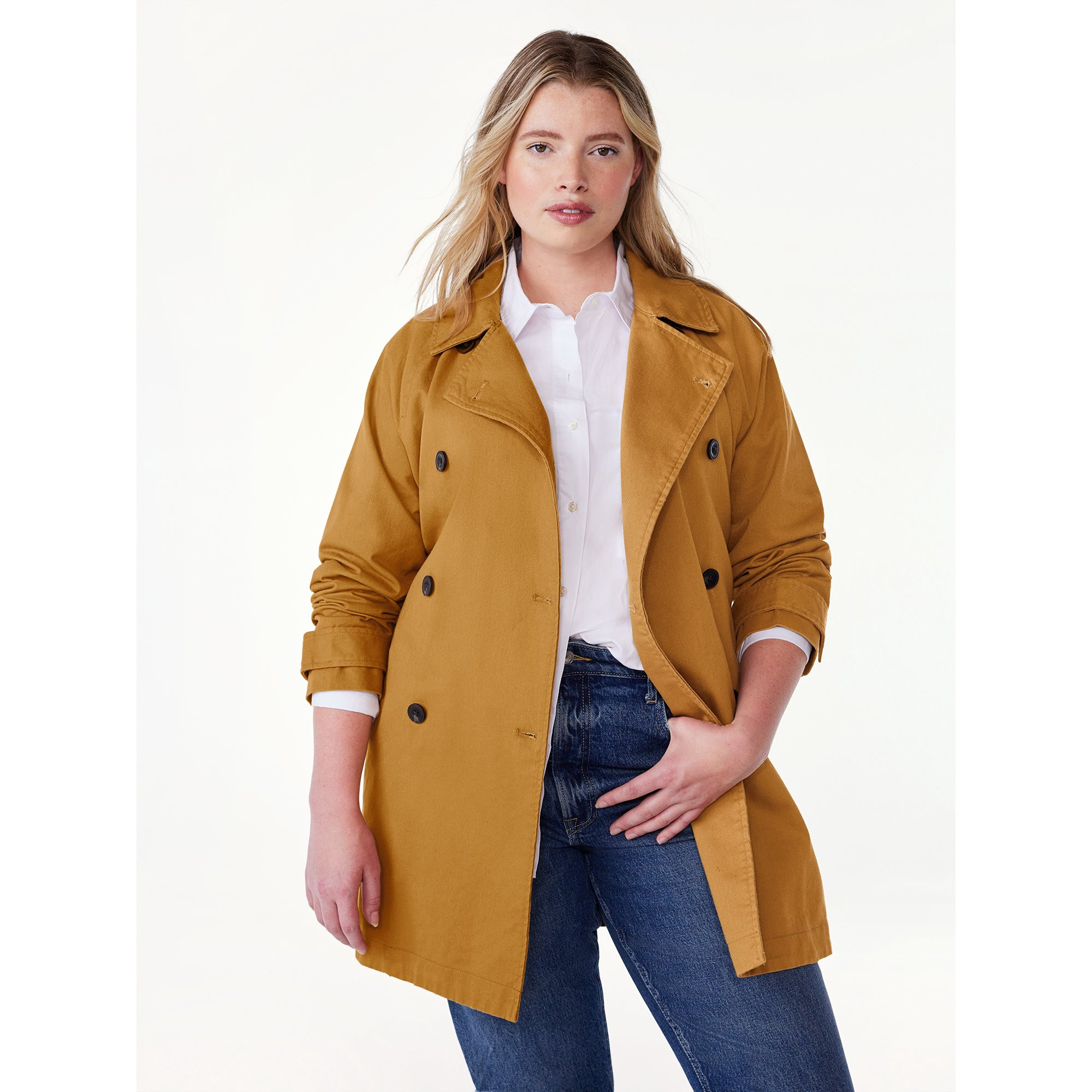 Free Assembly Women's Everyday Short Trench Coat, Sizes S-XXL | Walmart (US)