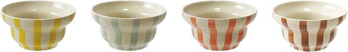 Creative Co-Op 4-Piece Hand-Painted Stoneware Striped Bowl Set, Multicolor | Amazon (US)