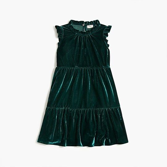 Girls' velvet tiered ruffle dress | J.Crew Factory