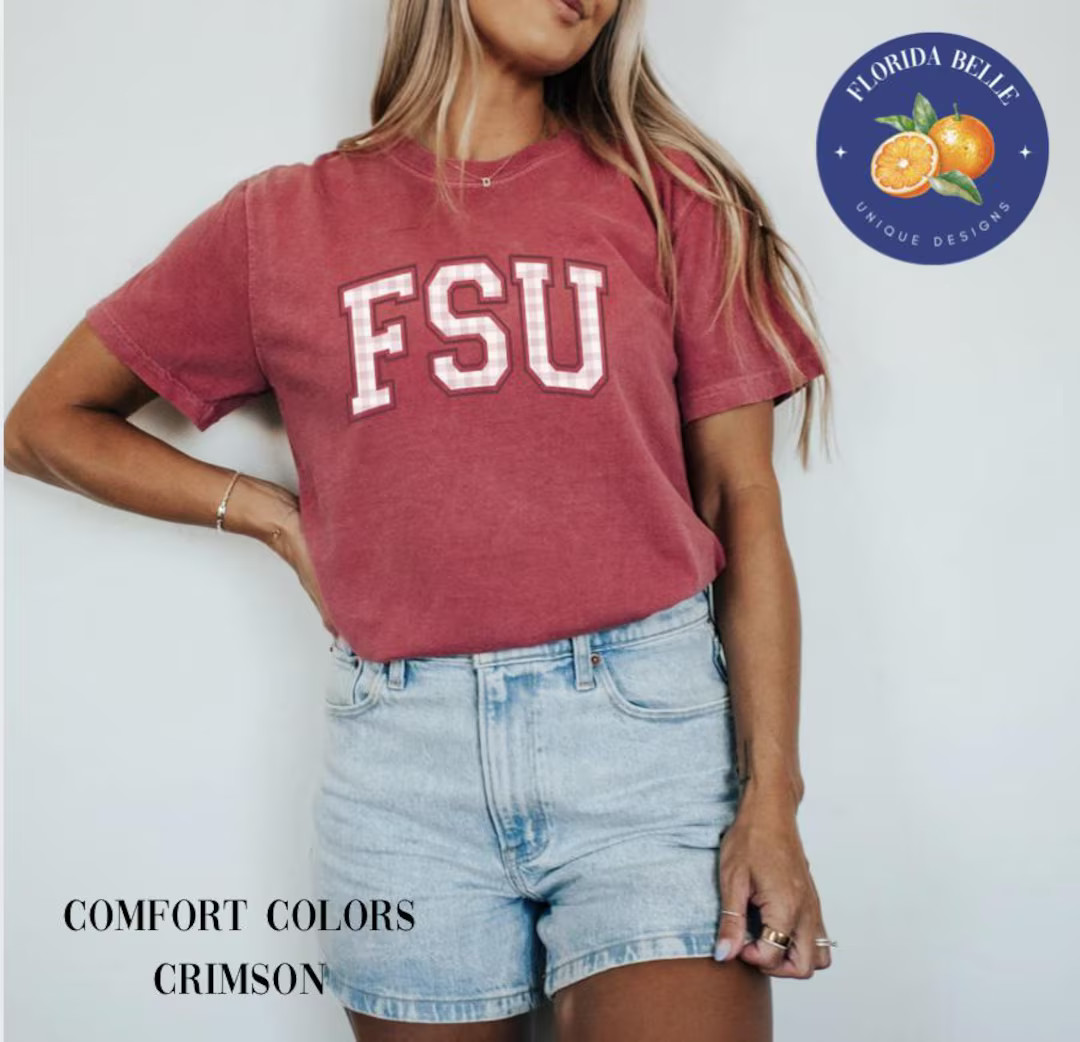Gingham Florida State Tee: Preppy FSU Game Day Shirt - Etsy | Etsy (US)