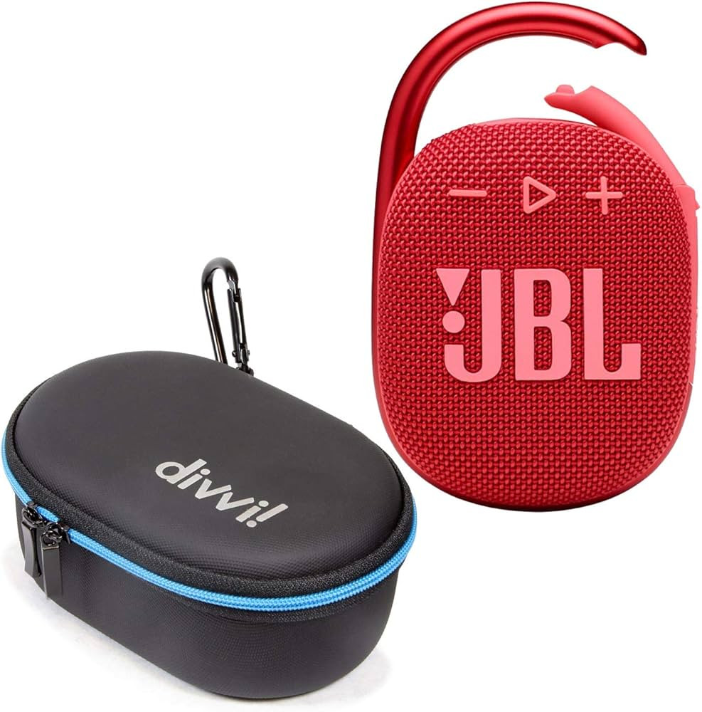 JBL Clip 4 Portable Bluetooth Wireless Speaker Bundle with divvi! Protective Hardshell Case - Red | Amazon (US)