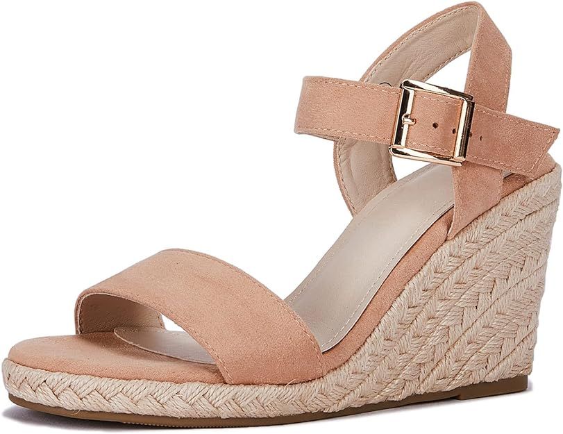 VETASTE Womens Espadrilles Wedge Sandals Platform Dressy Summer Low heel Open Toe Shoes | Amazon (US)