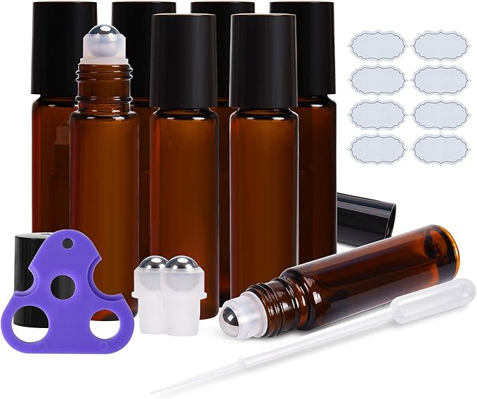 Roll on Bottles 10ml Amber Glass Empty Bottles 8 Piece ULG with Stainless Steel Roller Ball for E... | Amazon (CA)