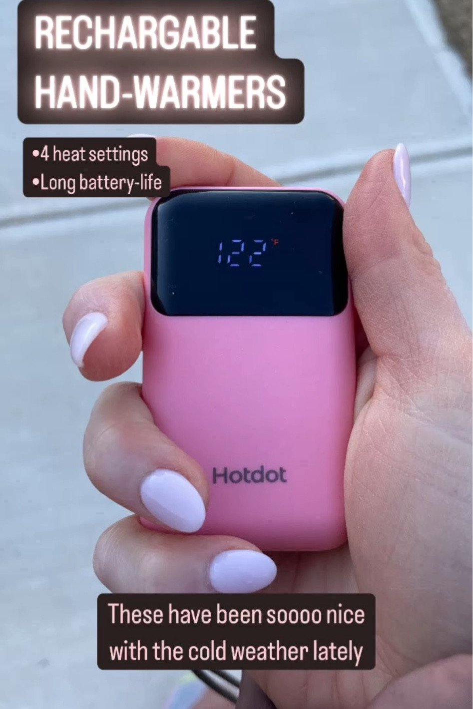 Comes with 2!  Matthew got me these for Christmas bc my hands stay cold, and I’m telling everyone to get them! So much more convenient than trying to find hot-hands in store and making sure you have when you need them!

4 heat settings: 104, 113, 122, 131

***GREAT GIFTING AS WELL***

#LTKFindsUnder50 #LTKGiftGuide #LTKSeasonal