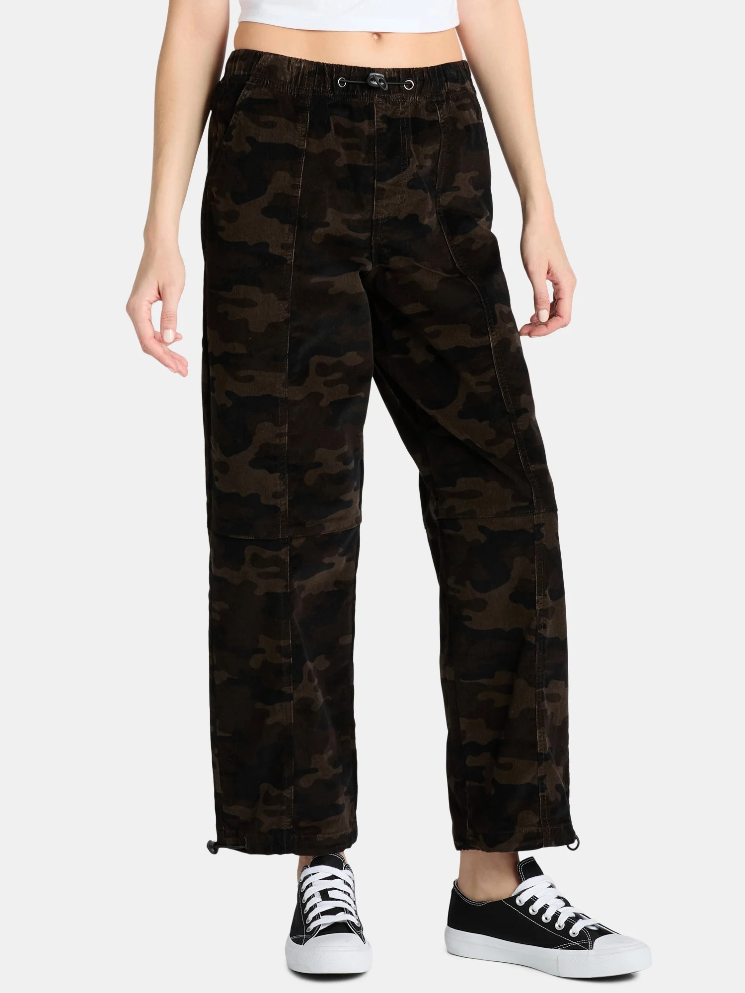 No Boundaries Mid Rise Parachute Cargo Pants, 28" Inseam, Women's and Women's Plus | Walmart (US)