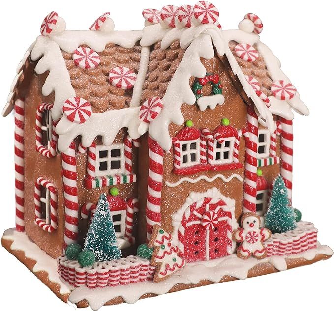 KPCB Gingerbread House Decorations - Prelit Gingerbread Decor 8.7 inches - Classic Christmas Vill... | Amazon (US)