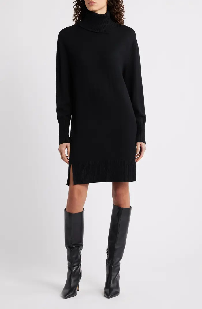 BOSS Orange Feringatessa Long Sleeve Turtleneck Virgin Wool Blend Sweater Dress | Nordstrom | Nordstrom