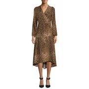 Scoop Blouson Sleeve High Low Maxi Dress Leopard Print Women's | Walmart (US)