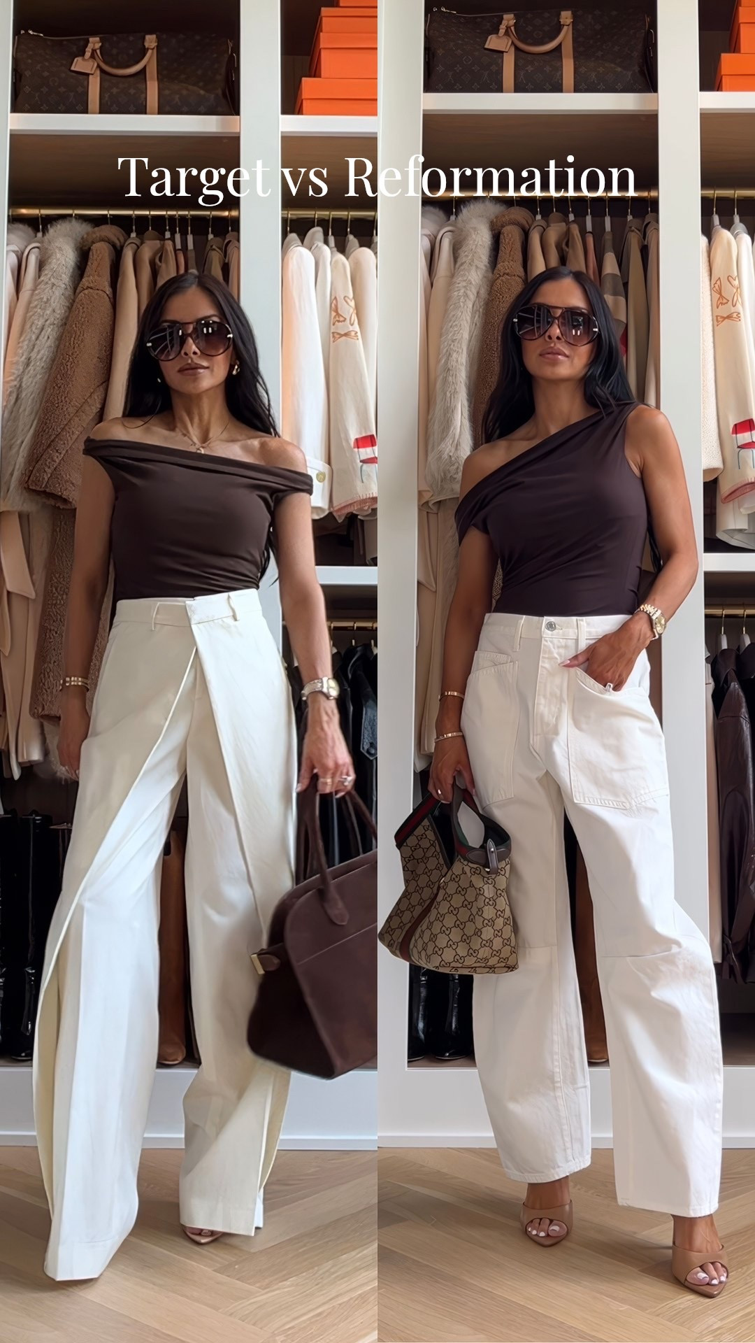 Target brown off the shoulder top vs reformation off the shoulder top

#LTKOver40 #LTKPetite #LTKmomlife