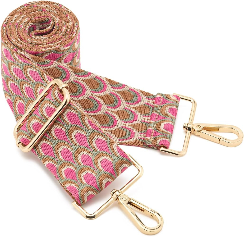 Wide Shoulder Strap Adjustable Replacement Belt Guitar Style Crossbody Bag Handbag Strap Multicolor Canvas Straps | Amazon (US)