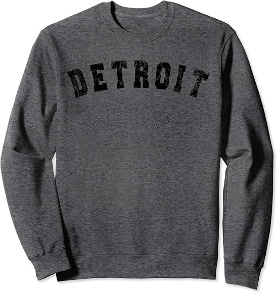 Vintage Detroit Michigan Distressed Bold Text Apparel Sweatshirt | Amazon (US)