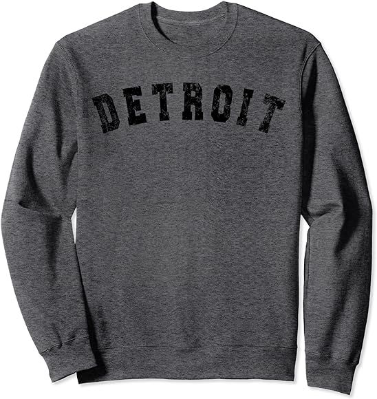 Vintage Detroit Michigan Distressed Bold Text Apparel Sweatshirt | Amazon (US)