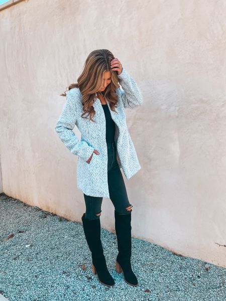 Fall Outfit 🤍 🚨Coat is $30 rn!!🚨
Black distressed jeans, comfortable black boots and the perfect heather grey coat.

Code LIVINGBARELYBLONDE saves you 35% at midnight tonight!!! 11/20-11/27

www.livingbarelyblonde.com

Neutral fall outfit. Fall outfit. Fall look. Fall ootd. Boots. Skinny jeans. Coat. Finds under 100. Ltkpetite. Petite. Cmcoving. Stylewithjen. Barelyblonde. Fitbabeonabudget. Winter outfit.  Dressy casual outfit. Interiordesignerella.  Jenniferxerin. Fall fashion. Fall trends. Thanksgiving outfit.

Follow my shop @LivingBarelyBlonde on the @shop.LTK app to shop this post and get my exclusive app-only content!

#LTKsalealert #LTKHoliday #LTKCyberWeek
