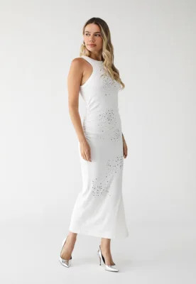 Vestido Canelado Animale Jeans Longo Hotfix Branco | Dafiti (BR)