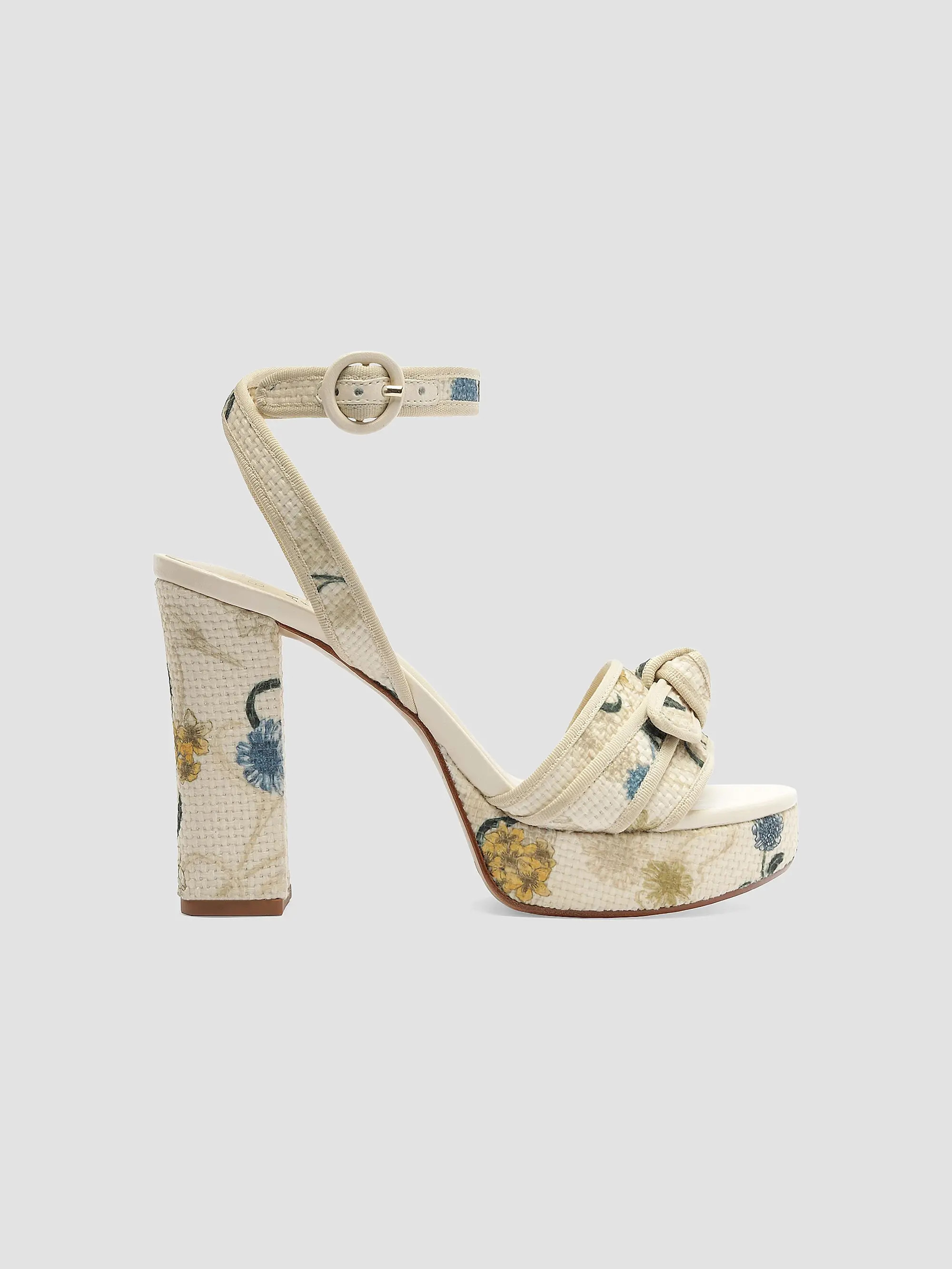 Grosgrain Raffia Platform 120MM Floral Sandals | Saks Fifth Avenue