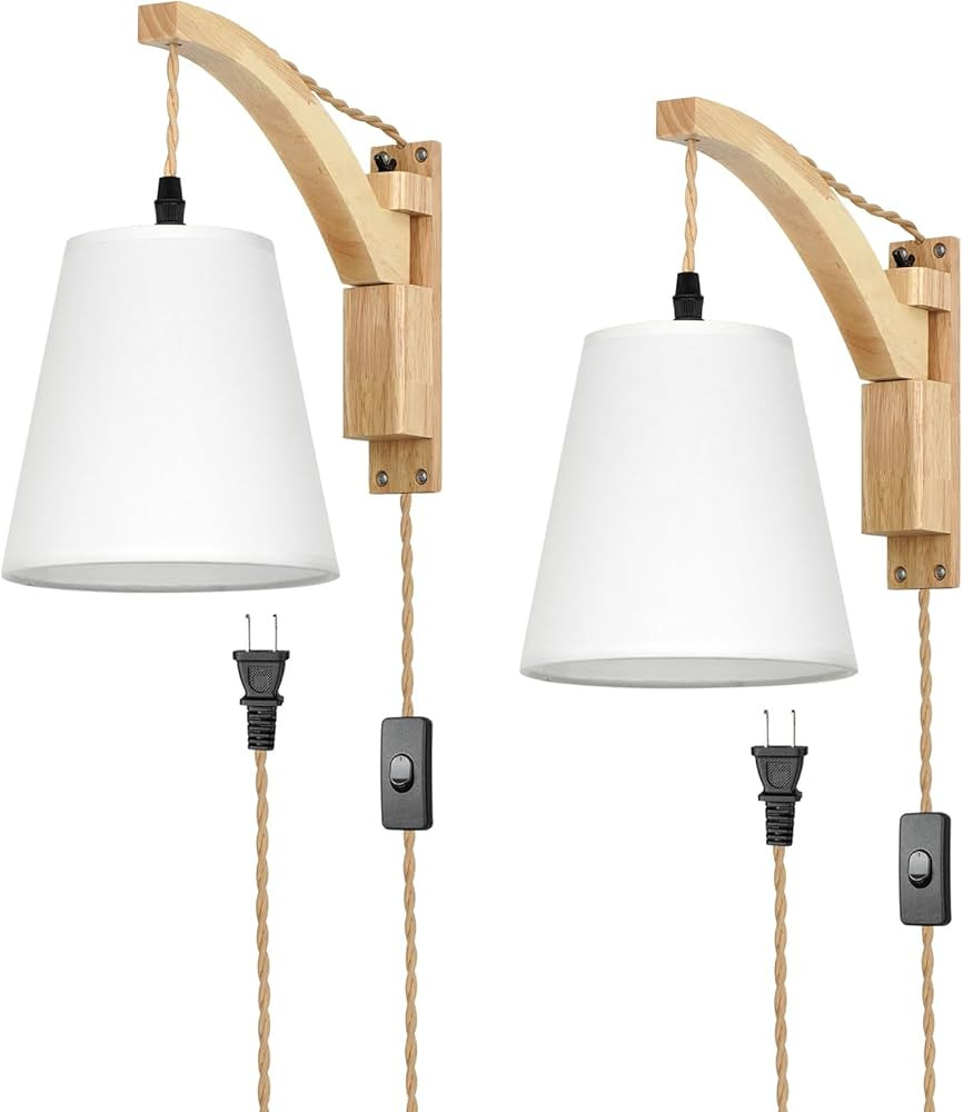 Frideko Plug in Wall Sconces Set of Two Swing Arm Wall Lamp with Plug in Cord Indoor Wall Light F... | Amazon (US)