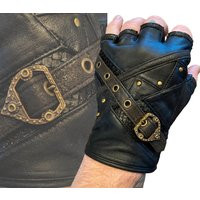 Cloudbreaker Fingerless Leather Gloves - Unisex | Python Handmade Costume Black Brass | Etsy (US)