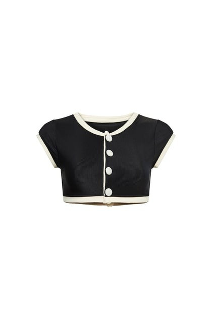 The Grace Top (Ribbed Black/Cream) | SAME