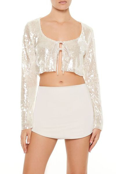Sequin Open-Front Crop Top | Forever 21