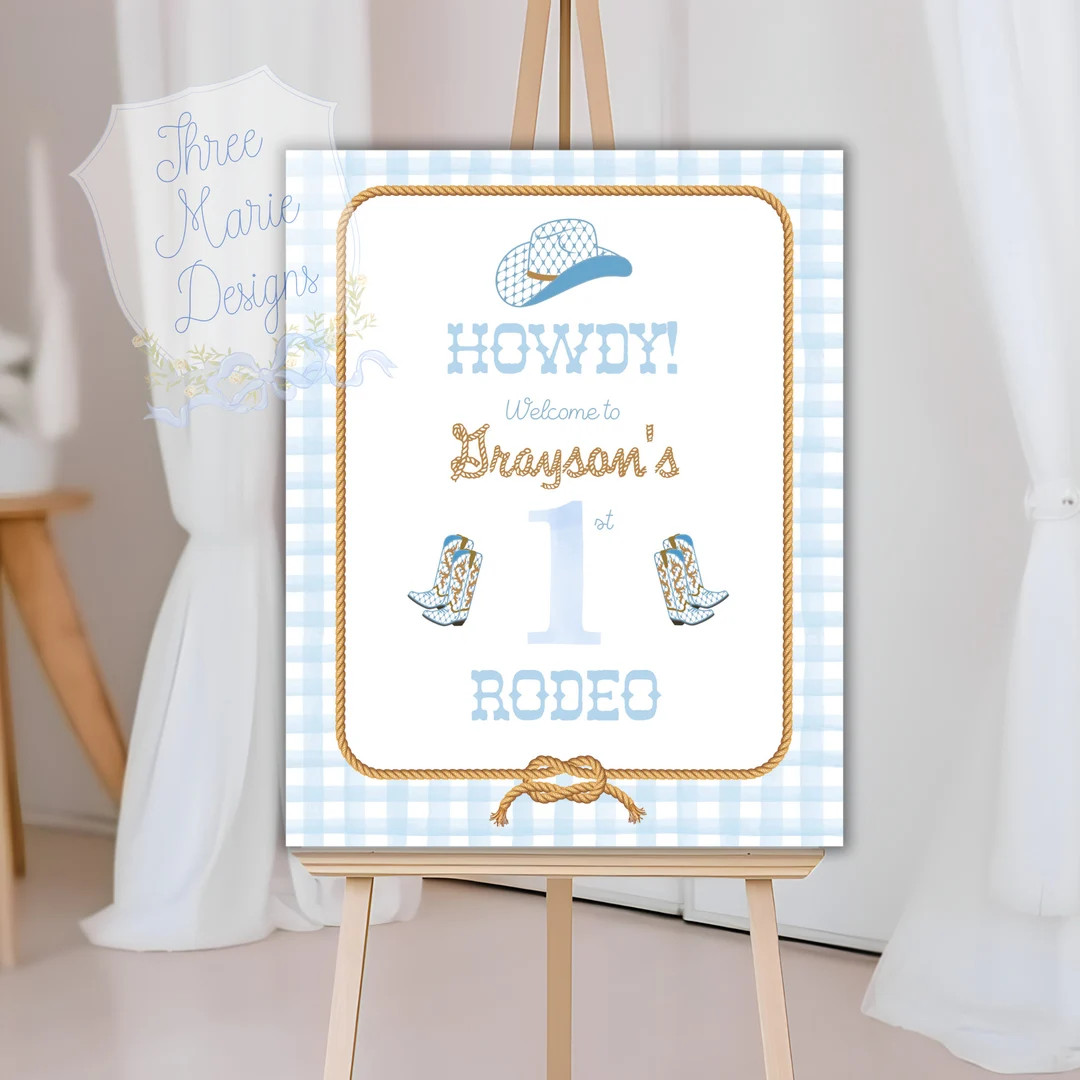 Rodeo Welcome Sign Editable First Rodeo Birthday Welcome Signage Blue Rodeo Birthday Decor Second... | Etsy (US)