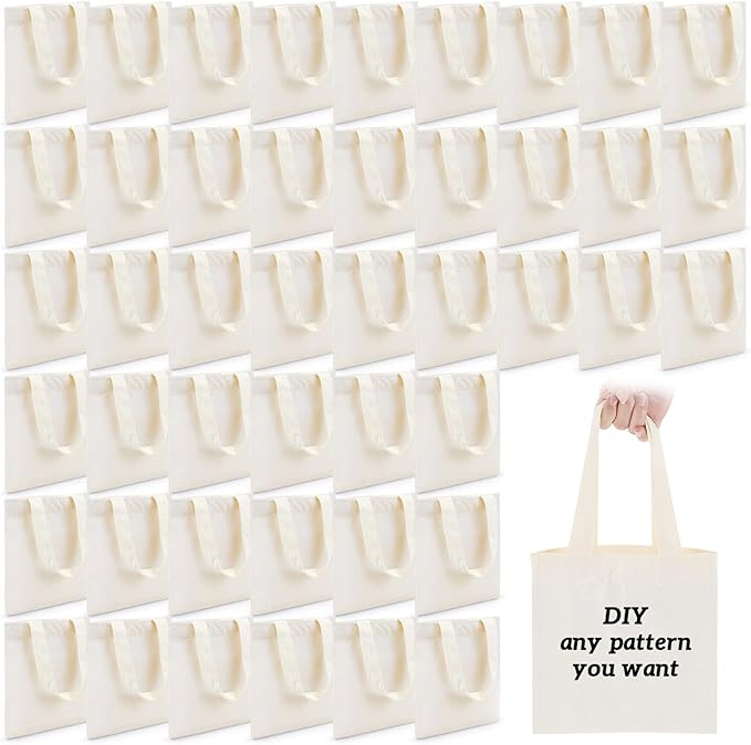 Amylove 24 Pcs Mini Canvas Tote Bags,8.5 X 8 Inch,Natural Color | Amazon (US)