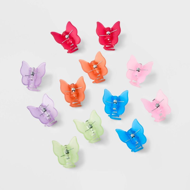 Girls' 12pk Frosted Butterfly Clips - art class™ Orange/Blue/Pink | Target