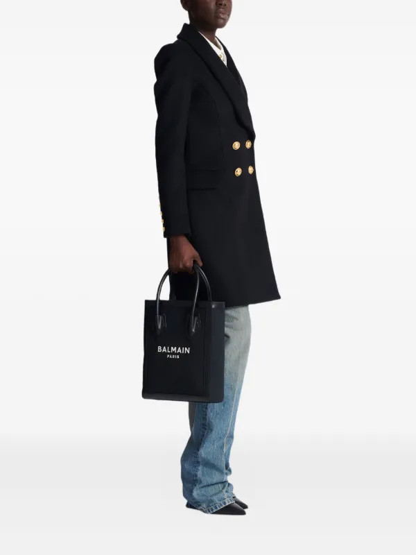 Balmain leather-trimmed Canvas Tote Bag | Black | FARFETCH | Farfetch Global