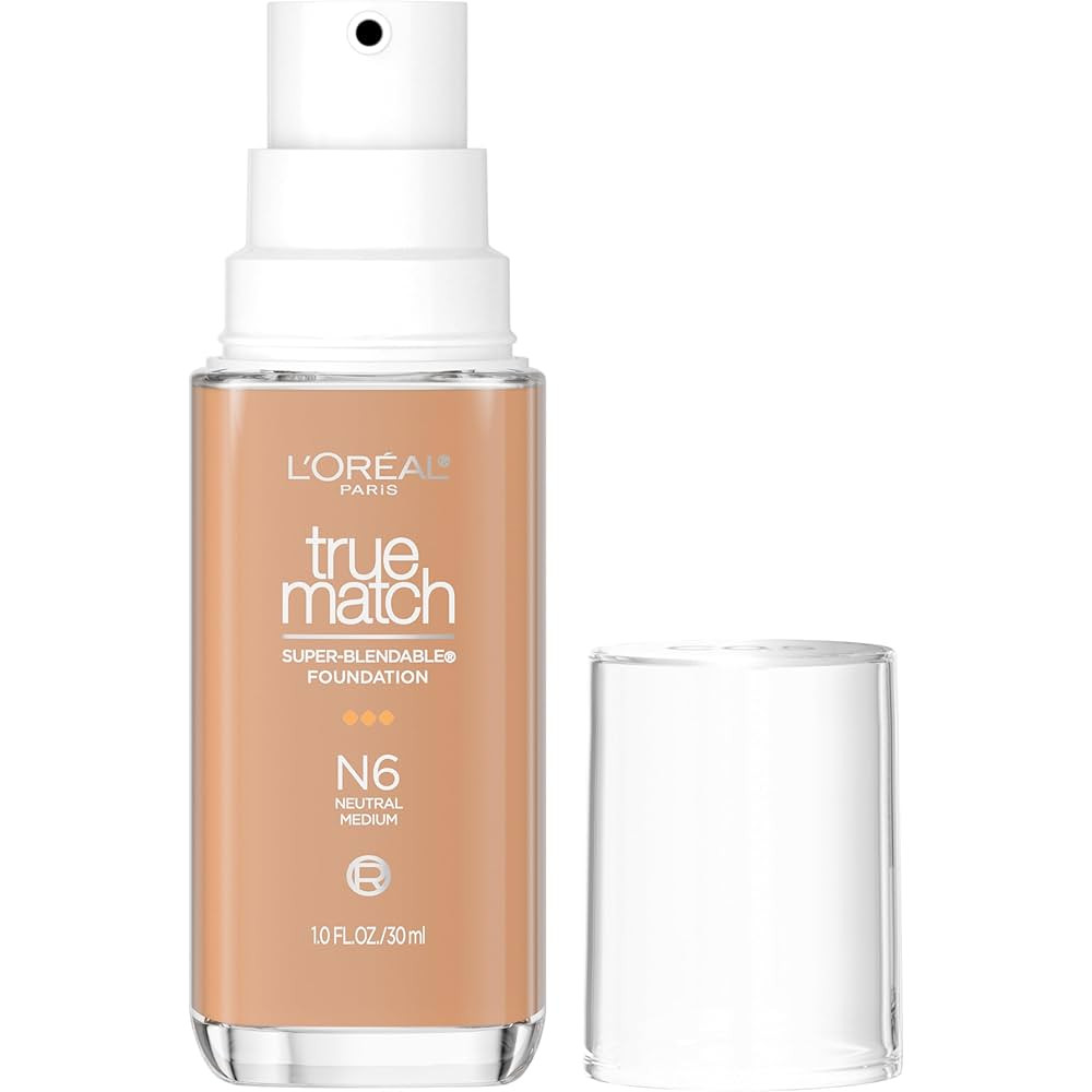 L'Oreal Paris True Match Super-Blendable Foundation, Medium Coverage Liquid Foundation Makeup, N6... | Amazon (US)