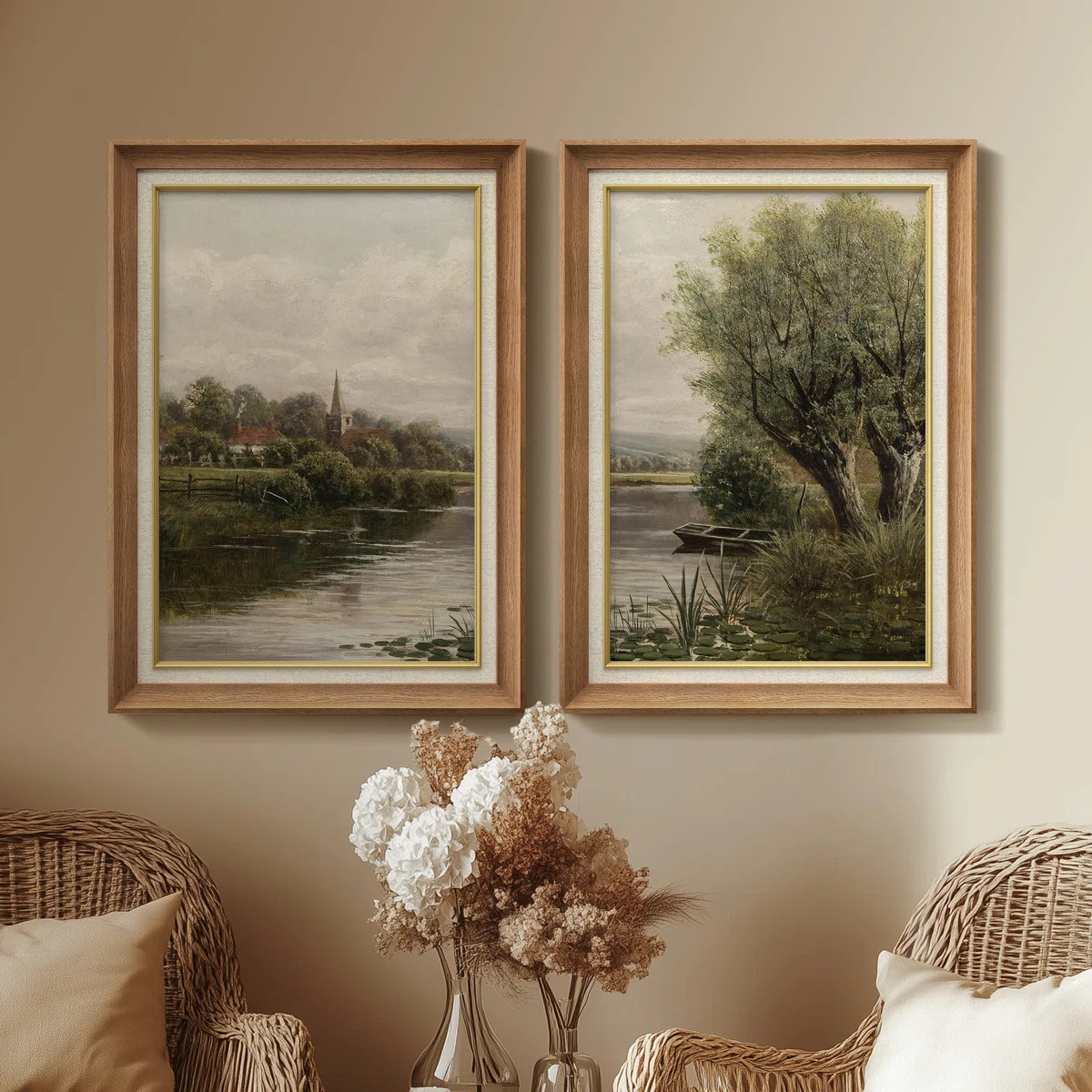 Set of 2 Premium Framed Art Artworks on Premium Canvas with 26"x36" Frame (Set of 2) | Wayfair North America
