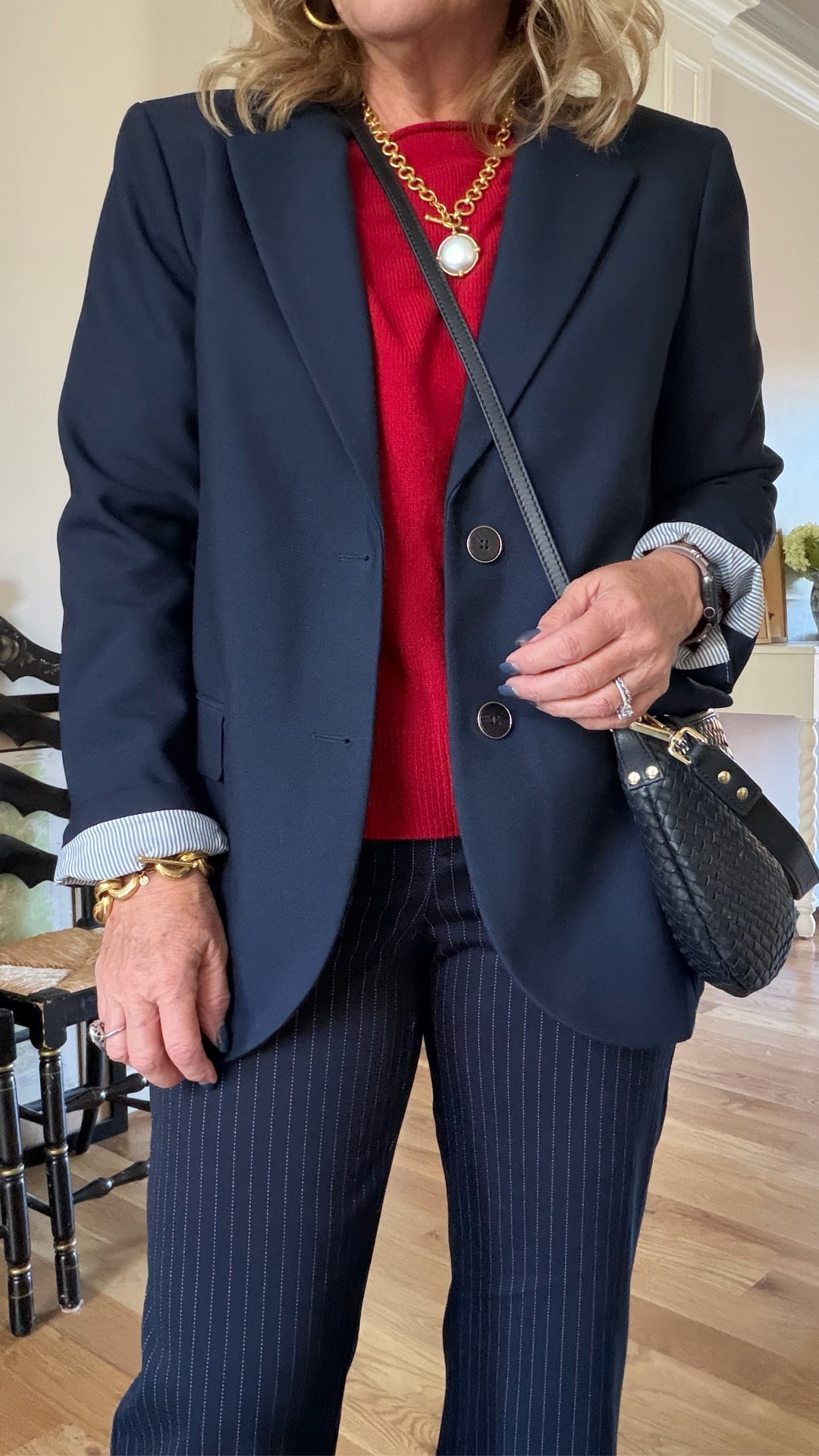 5 office outfits many of these pieces have great sales going on! 
Tweed blazer size 12 
Green trousers size small
Pinstripe ruffle blouse size small
Dress size 8 petite (right in between petite and reg)
Camel coat size 10 petite 
Spanx micro flare size large petite 
White blouse size med
Cardigan size large 
Pinstripe pants size 8 (I need a 10)
Navy blazer 10 petite 
Red Cashmere sweater size large (medium prob better) 
Sweater vest medium petite 
Striped blouse size medium 
Paige anessa jeans size 29 
JCREW boots size up 1/2 
Slingbacks size up 1/2 

#LTKWorkwear #LTKSaleAlert #LTKOver40