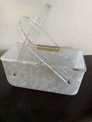 1950's Vintage White Pearlized Lucite Box-Style Purse  | eBay | eBay US