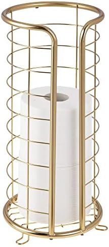 mDesign Metal Free Standing Toilet Paper Organizer Stand, 3 Rolls of Toilet Tissue Storage, Bathroom | Amazon (US)