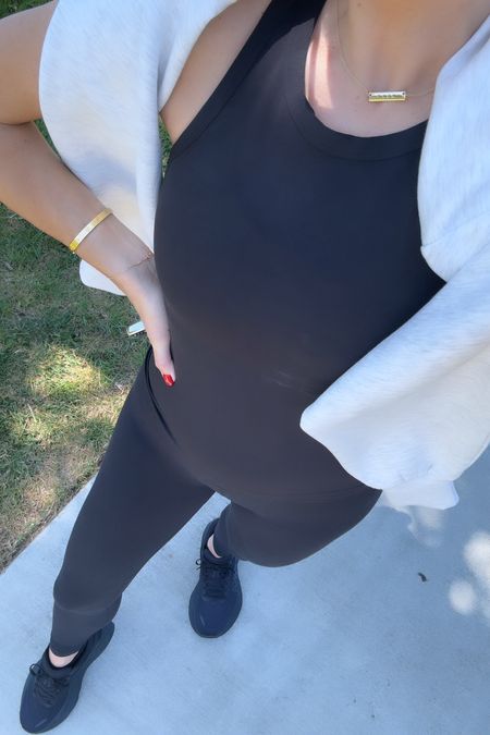 All black walk outfit! Size 6 in the tank, 4 in the leggings! Home sneakers run tts. 

#LTKFitness #LTKActive #LTKOver40