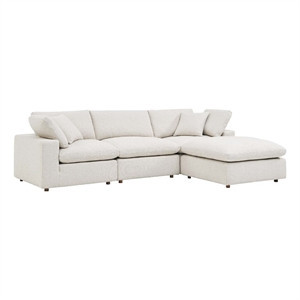 Modway Commix 4-Piece Upholstered Boucle Fabric Sectional Sofa in Ivory | Homesquare