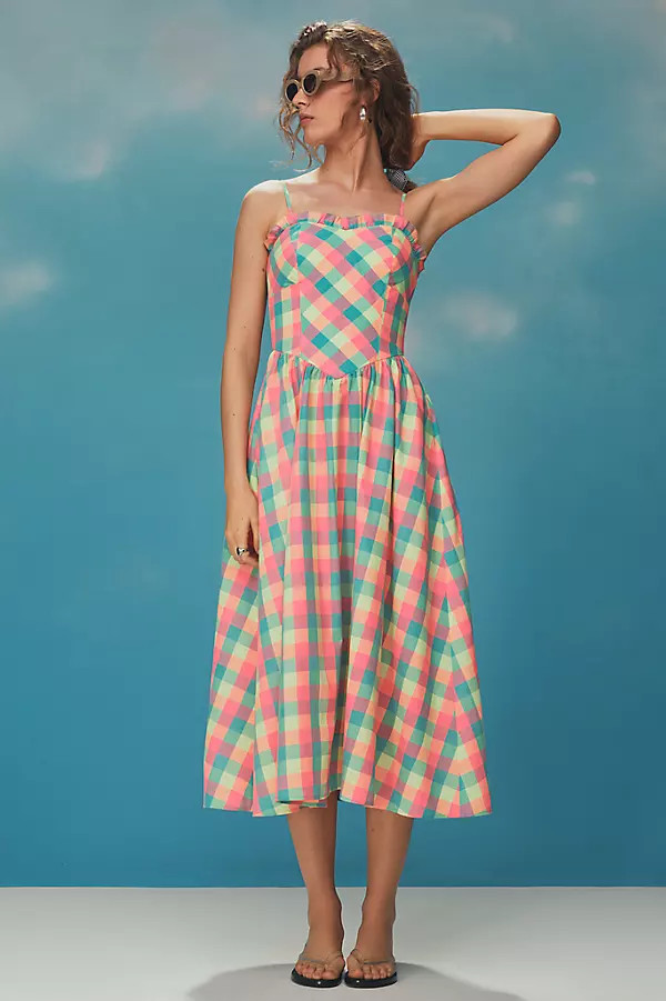 Hunter Bell Corey Strapless Ruffle-Trim Midi Dress | Anthropologie (US)