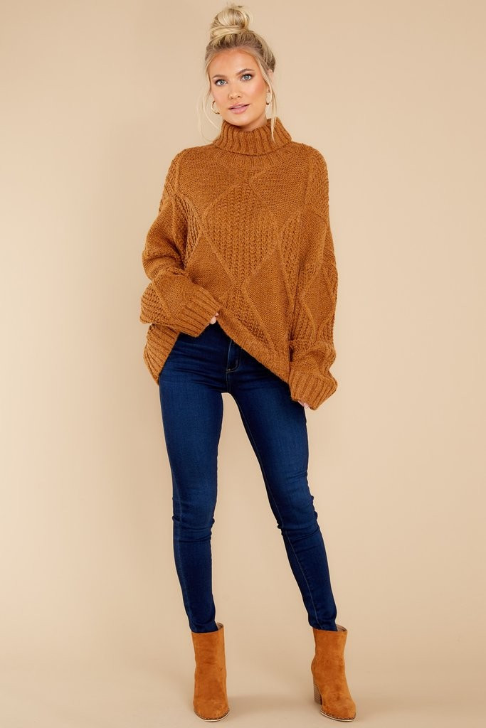 Mountain Top View Dark Mustard Sweater | Red Dress 