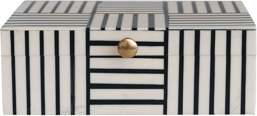 Bloomingville Modern Resin Striped Block Pattern and Gold Clasp, Black and White Box | Amazon (US)