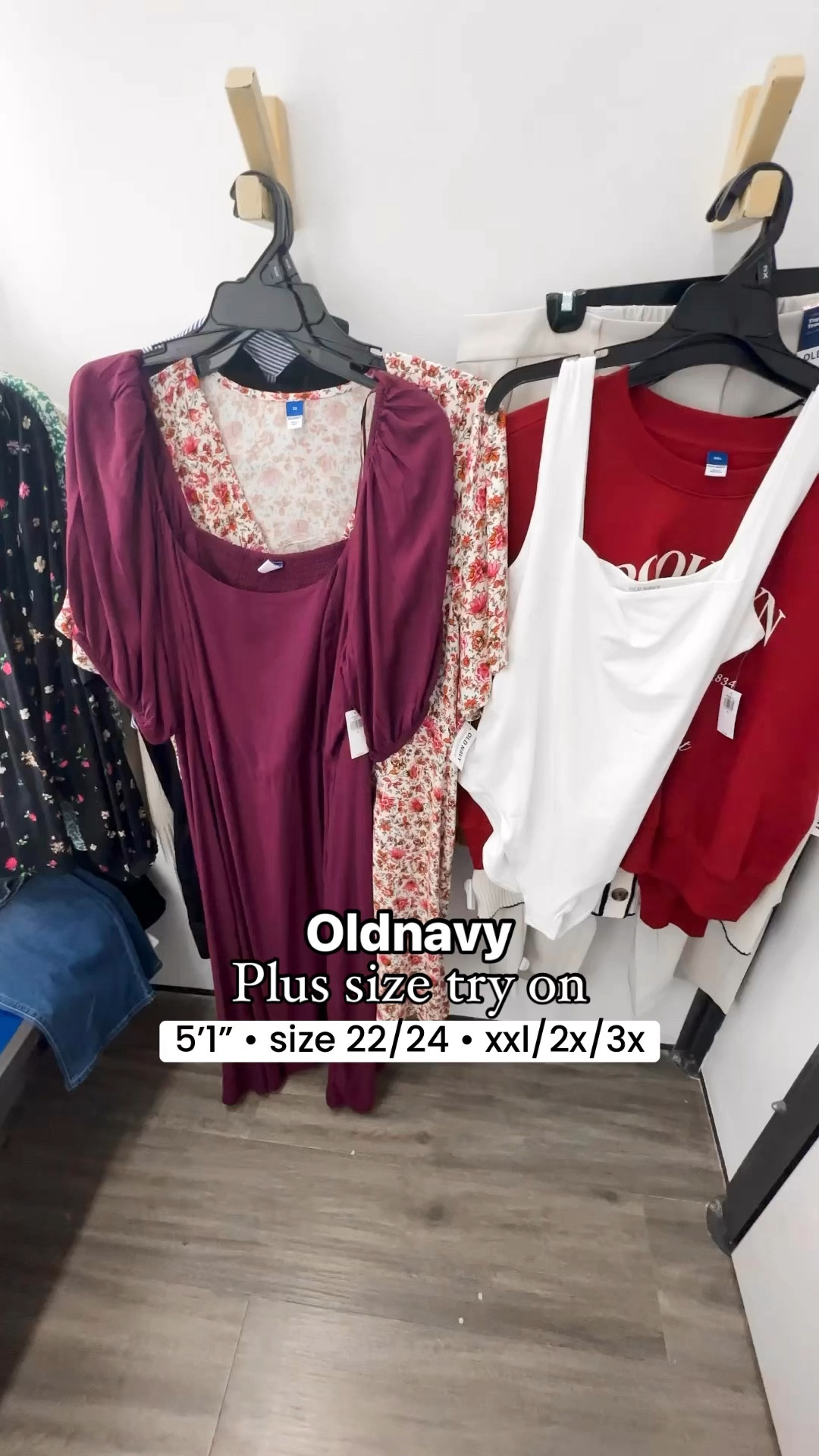 My latest try on at Oldnavy! Everything is 50% off right now too! 

Burgundy dress: 2x, need a 3x. It fits fitted size up one size 
Floral crepe dress: fits small, I need a 4x in this
Tshirt dress: 2x fits true to size! Has pockets
Black floral top: 2x, fits true to size
Jeans: fit true to size, these were a 22 and tight so I need a 24
Brown sweater: 2x, fits a little snug. 
Brooklyn crewneck: so soft! I’m in a xxl here but for length purposes only I want a 2x
Cream long sweater with black trim: xxl, fits oversized a bit. 
Green floral luxe top:2x fits true to size! 

#LTKStyleTip #LTKPlusSize #LTKFindsUnder50
