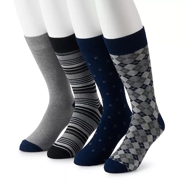 Men's Croft & Barrow® 4-pack Opticool Patterned Crew Socks | Kohl's