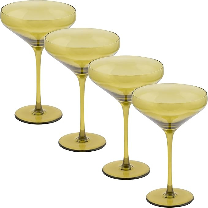 Karma Gifts, Mid Century Martini Coupe Olive, Set Of Four | Amazon (US)