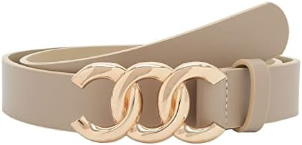 Women Belt for Jeans Dress Cinch Waist Belt for Ladies Faux Leather Belt with Gold Buckle | Amazon (US)