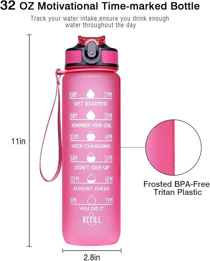 Giotto 32oz/22oz Leakproof BPA Free Drinking Water Bottle with Time Marker & Straw to Ensure You ... | Amazon (US)