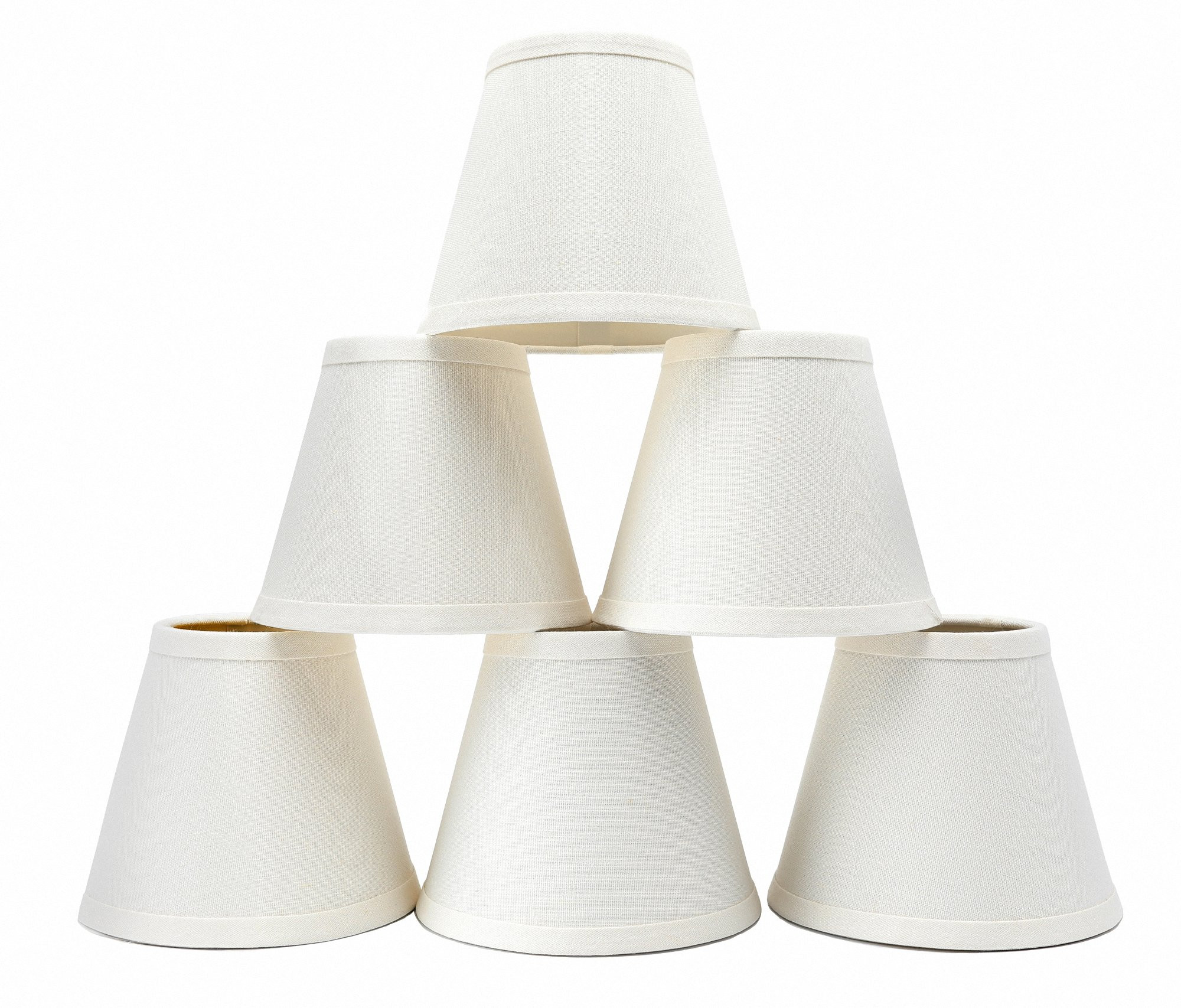Small Lamp Shade Set of 6 Chandelier Shades 3" X 6" X 5" White Linen Lampshade Clip-On Bulb | Amazon (US)