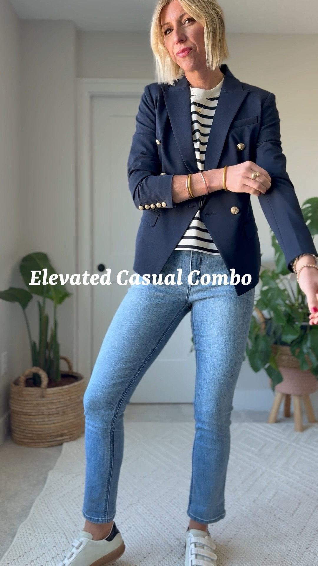 Elevated Casual Combo
→ Slim straight jeans + stripe tee + structured blazer + chic sneakers
Polished, no matter the occasion.

#LTKWatchNow #LTKOver40 #LTKFindsUnder100