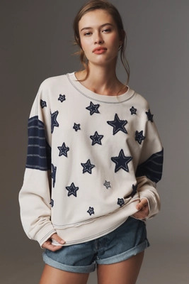 Pilcro Star Patch Oversized Sweatshirt | Anthropologie (US)