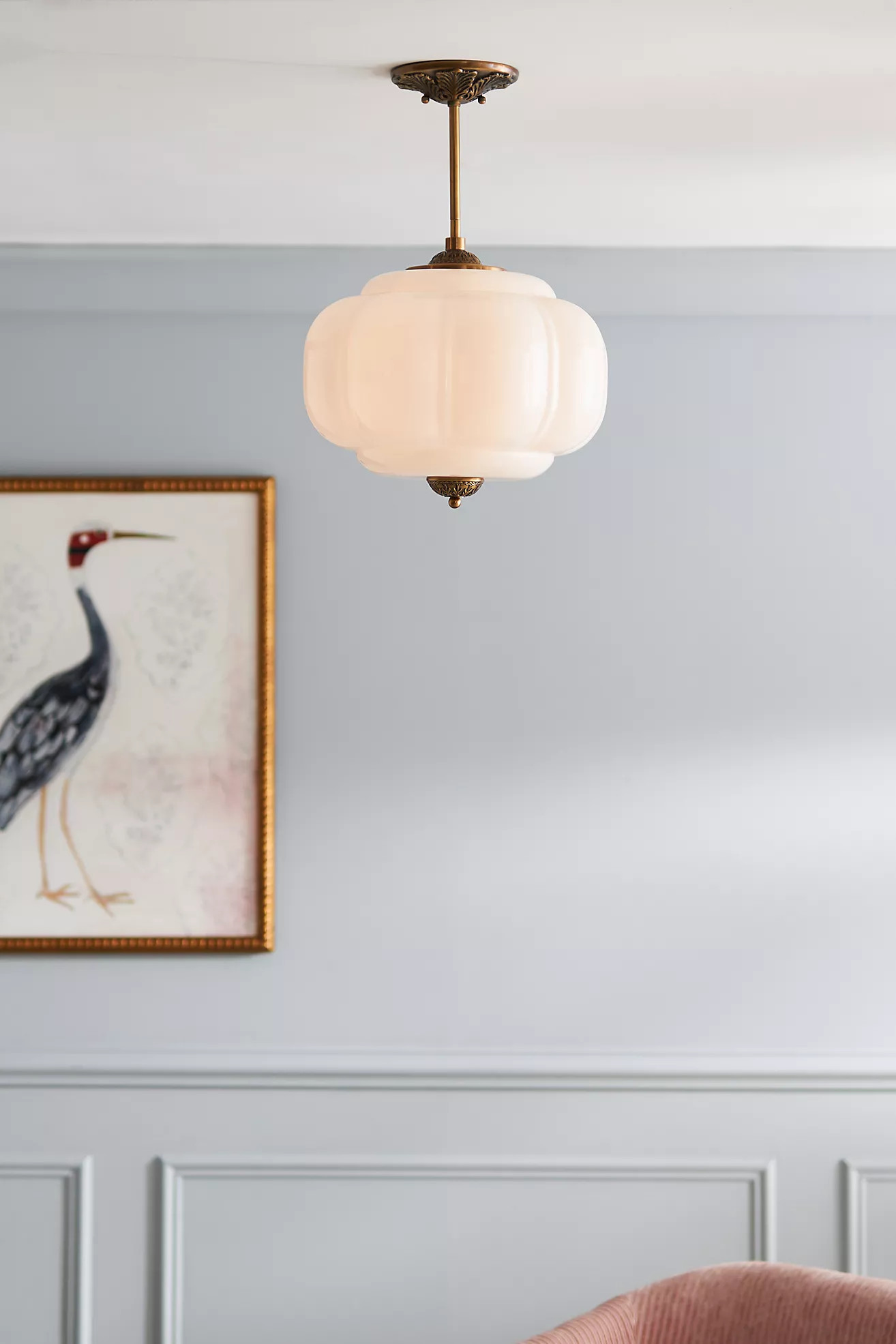 The Eloise Scallop Milk Glass Semi-Flush Mount Ceiling Light | Anthropologie (US)